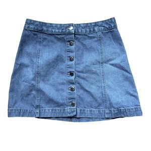 H&M Divided Button Blue Jean Denim Skirt SZ 8